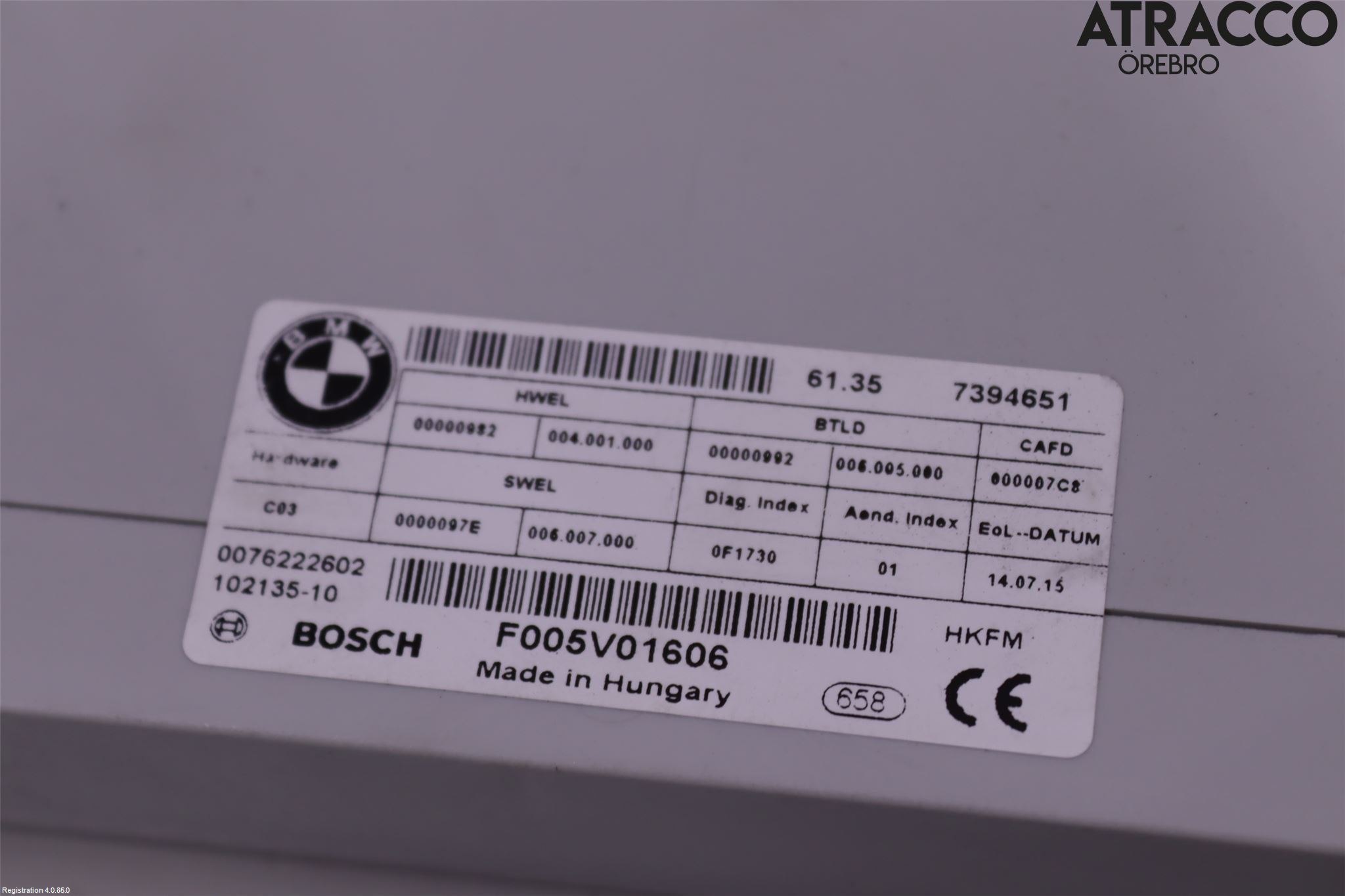 BMW 5 F10/F11/F18 09-17 Styreenhet Klima