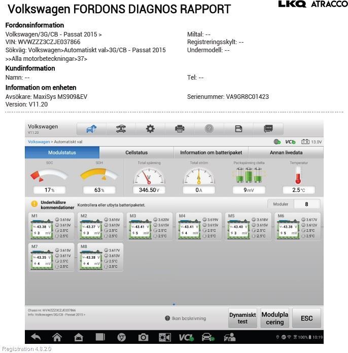Volkswagen VW PASSAT 15-19 Hybrid Batteri