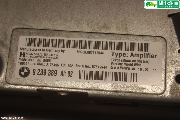 BMW 5 F10/F11/F18 09-17 Stereo Forsterker