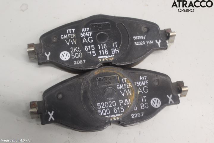 Volkswagen VW CADDY 16-20 Bremsebelegg Foran