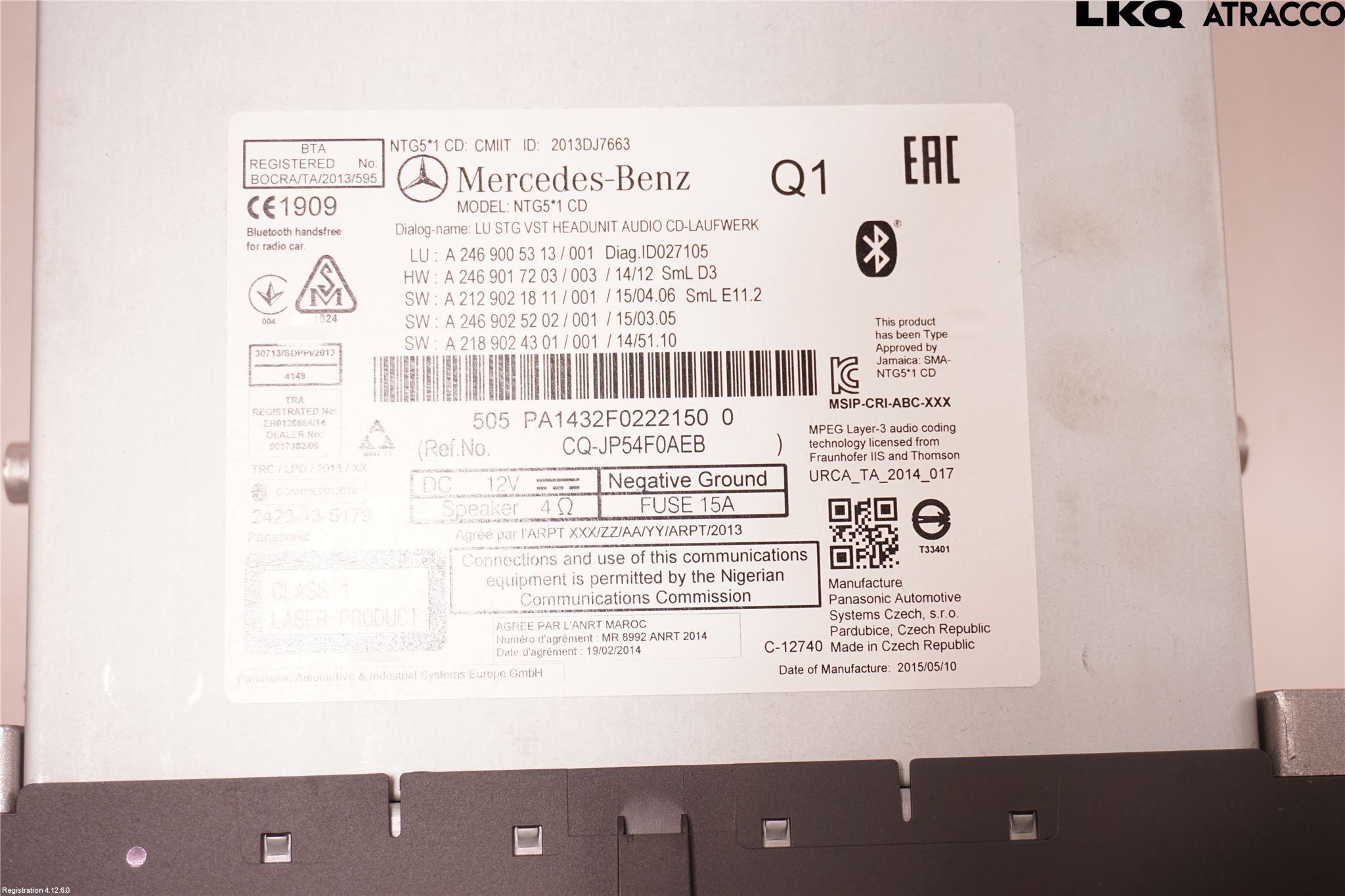 Mercedes-Benz MB CLA-KLASS (C117/X117) 13-19 Stereo Radio Med Cd
