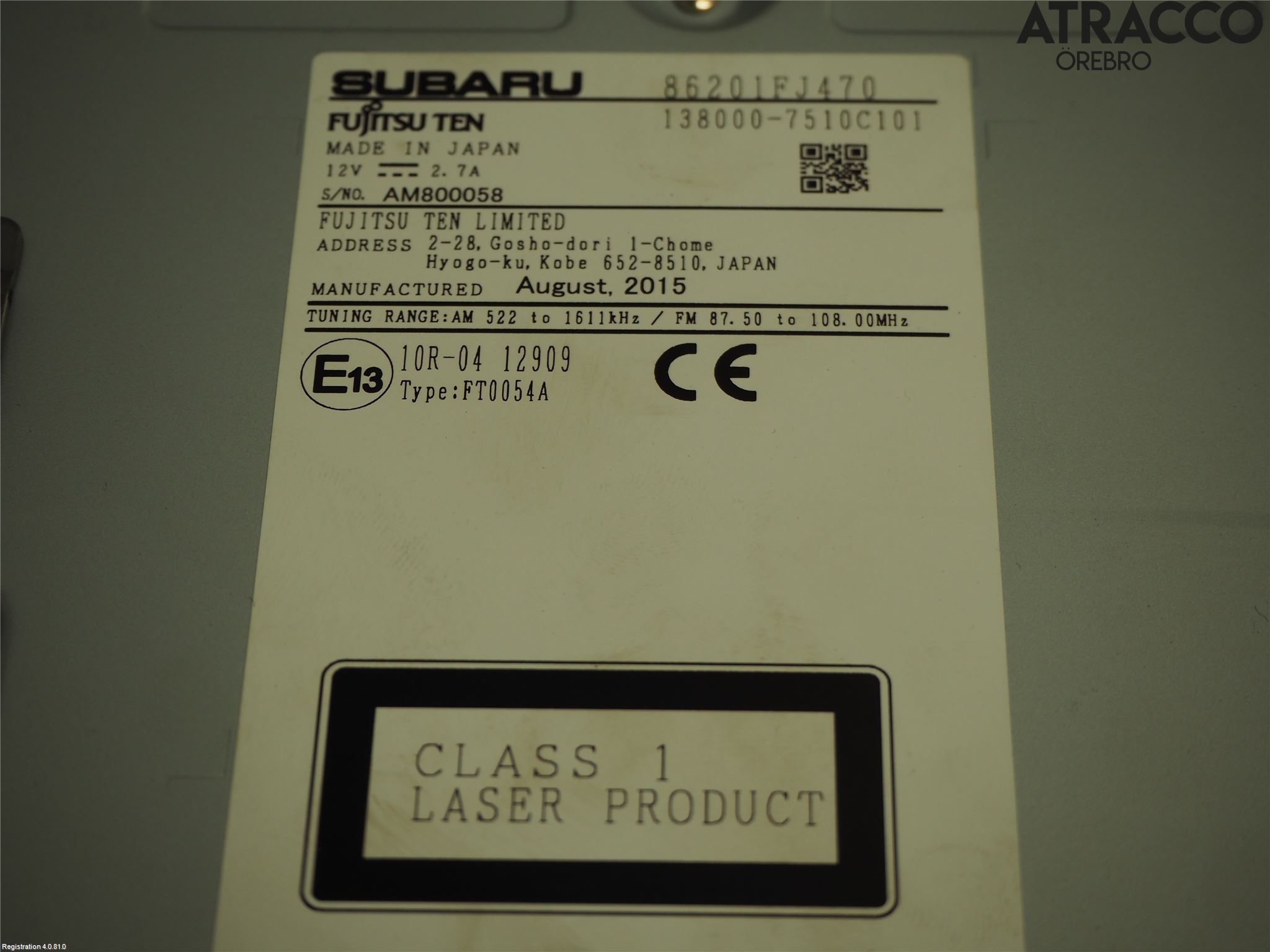 Subaru XV 12-17 Stereo Radio Med Cd