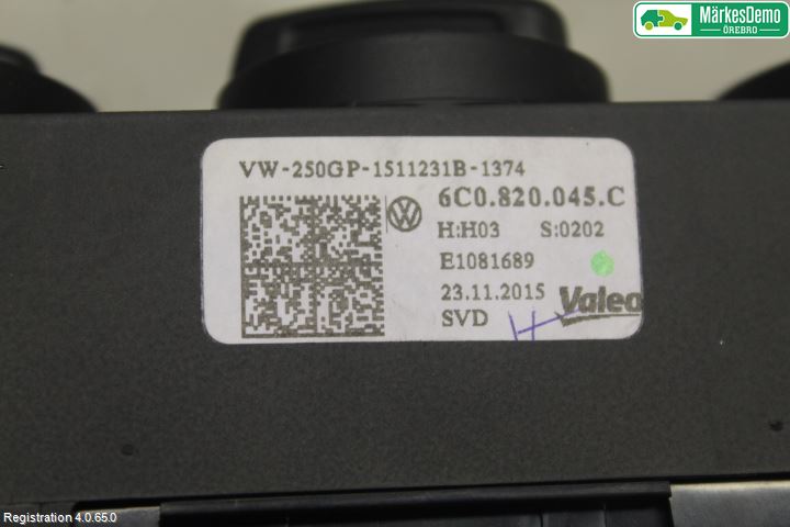 Volkswagen VW POLO 10-17 Varme Ac Betjening-Display