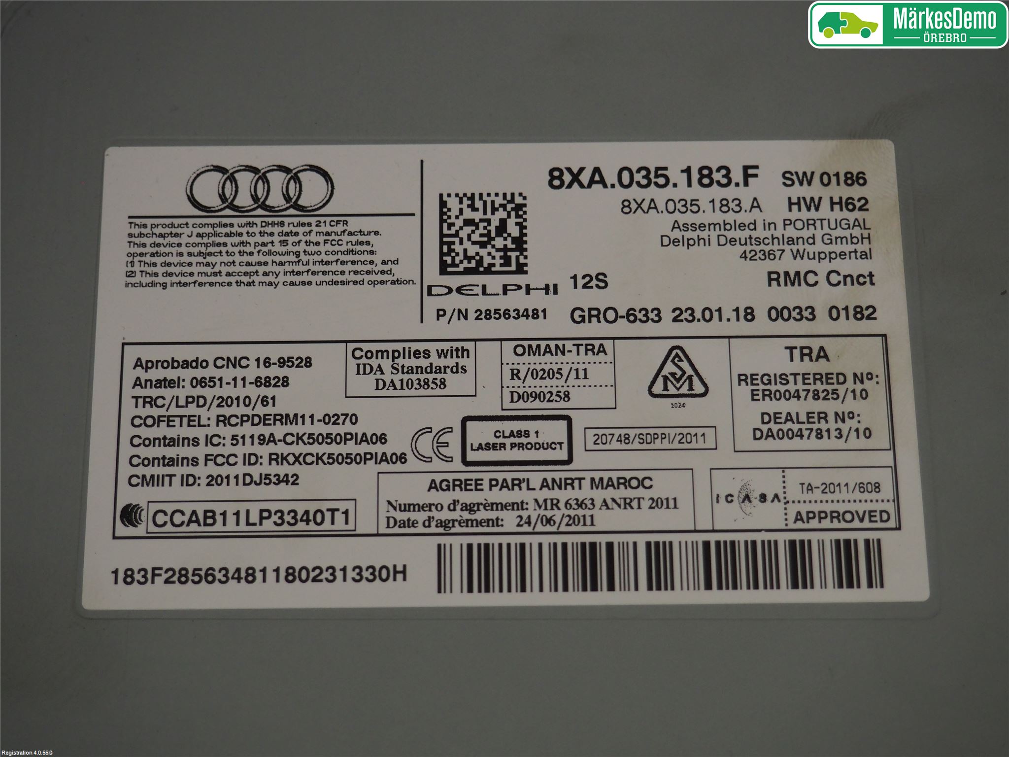 Audi A1/S1 11-18 Stereo Radio Med Cd