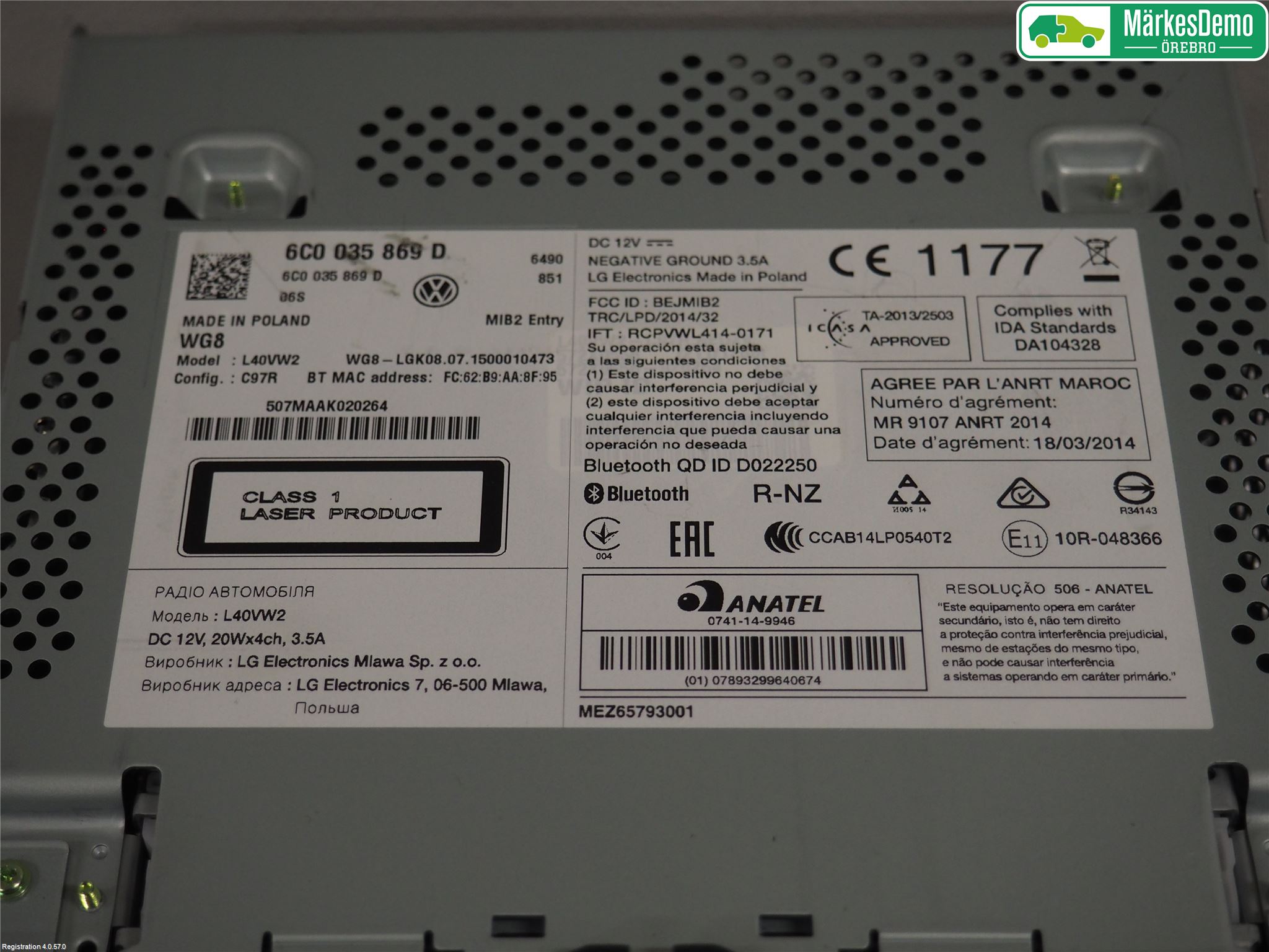Volkswagen VW POLO 10-17 Stereo Radio