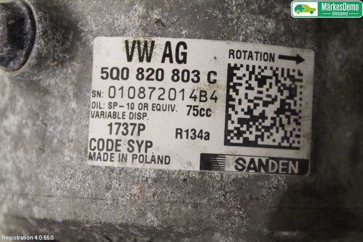 Audi A3/S3 8V 13-20 Varme Ac Kompressor