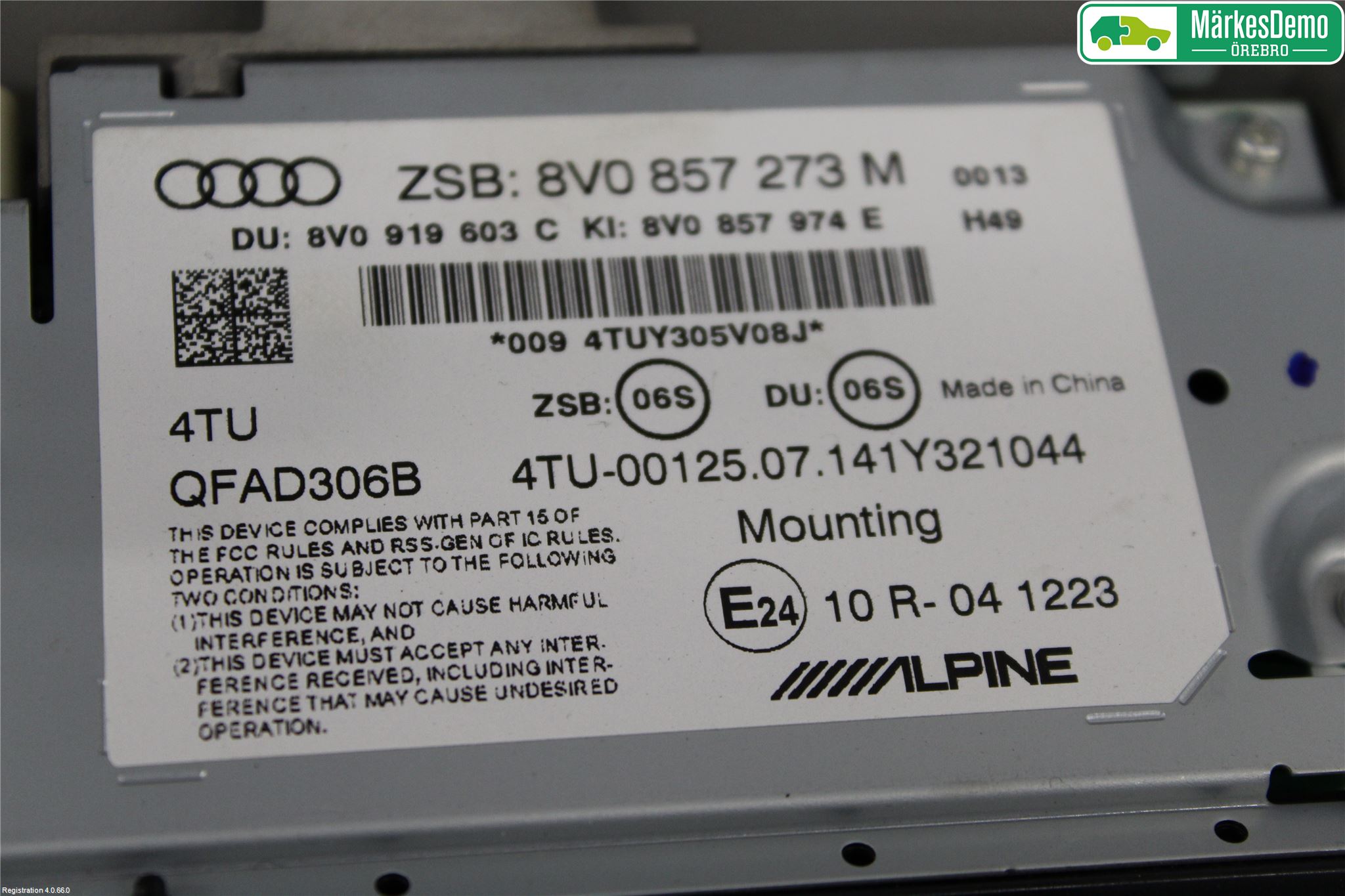 Audi A3/S3 8V 13-20 Instr Skjerm Dvd-Gps-Ac-Tlf