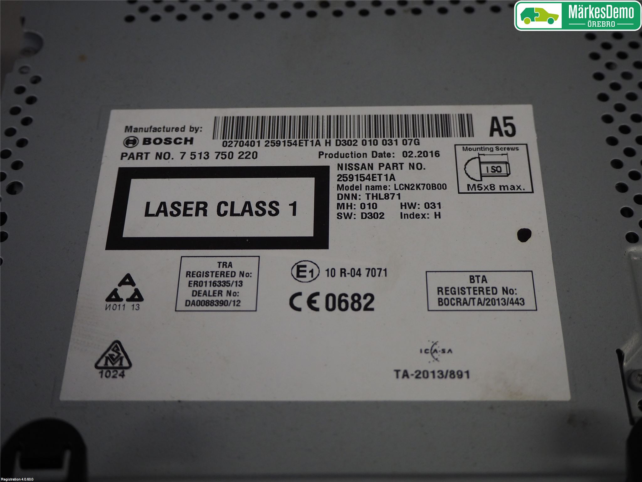 Nissan QASHQAI 14-17 Stereo Radio Med Cd