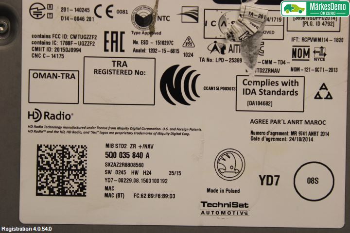 Skoda FABIA 15-21 Stereo Radio