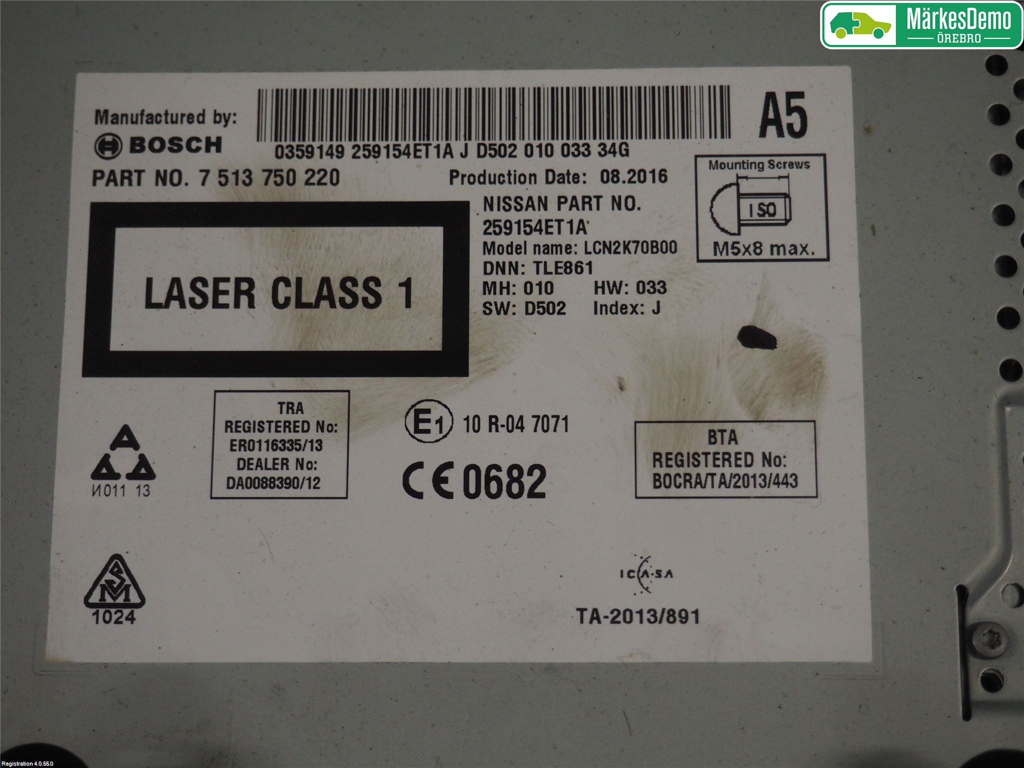 Nissan QASHQAI 14-17 Stereo Radio Med Cd