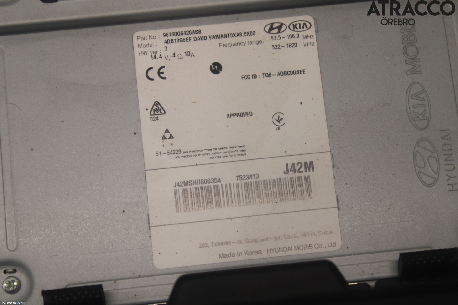 Kia PICANTO 17- Stereo Radio Med Cd