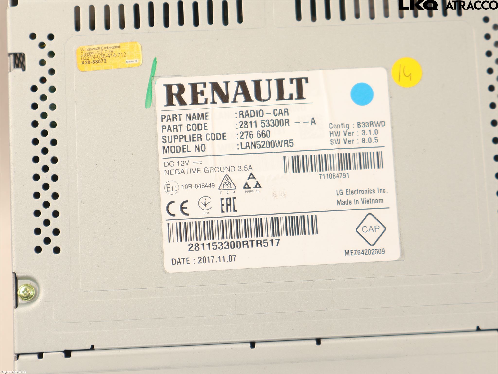 Renault CAPTUR 13-19 Stereo Radio Med Cd