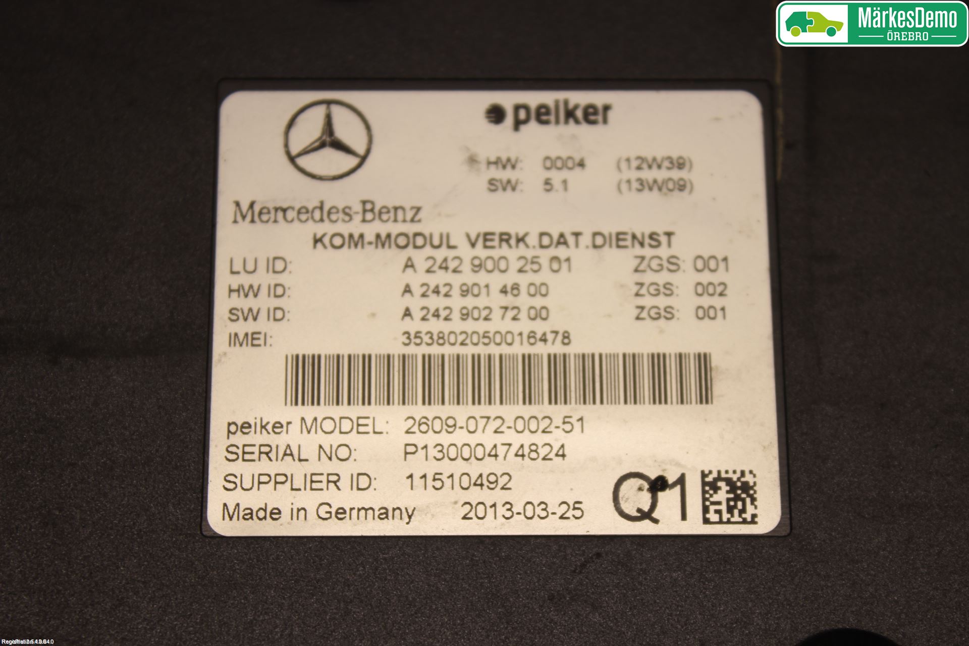 Mercedes-Benz MB S-KLASS (W222) 13-20 Styreenhet Øvrig