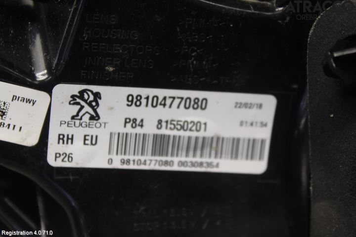 Peugeot 3008 17-24 Baklykt Høyre