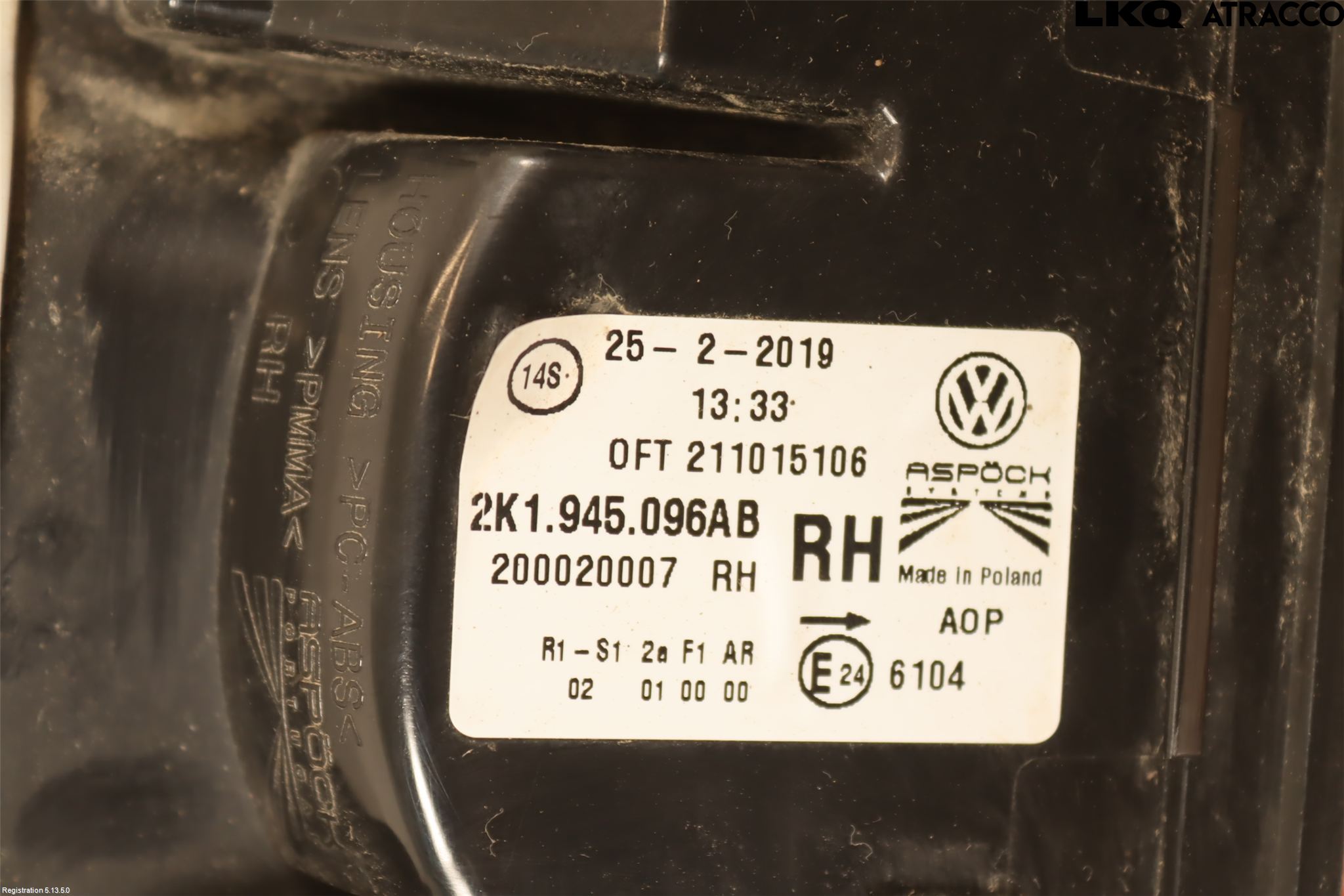 Volkswagen VW CADDY 16-20 Baklykt Høyre