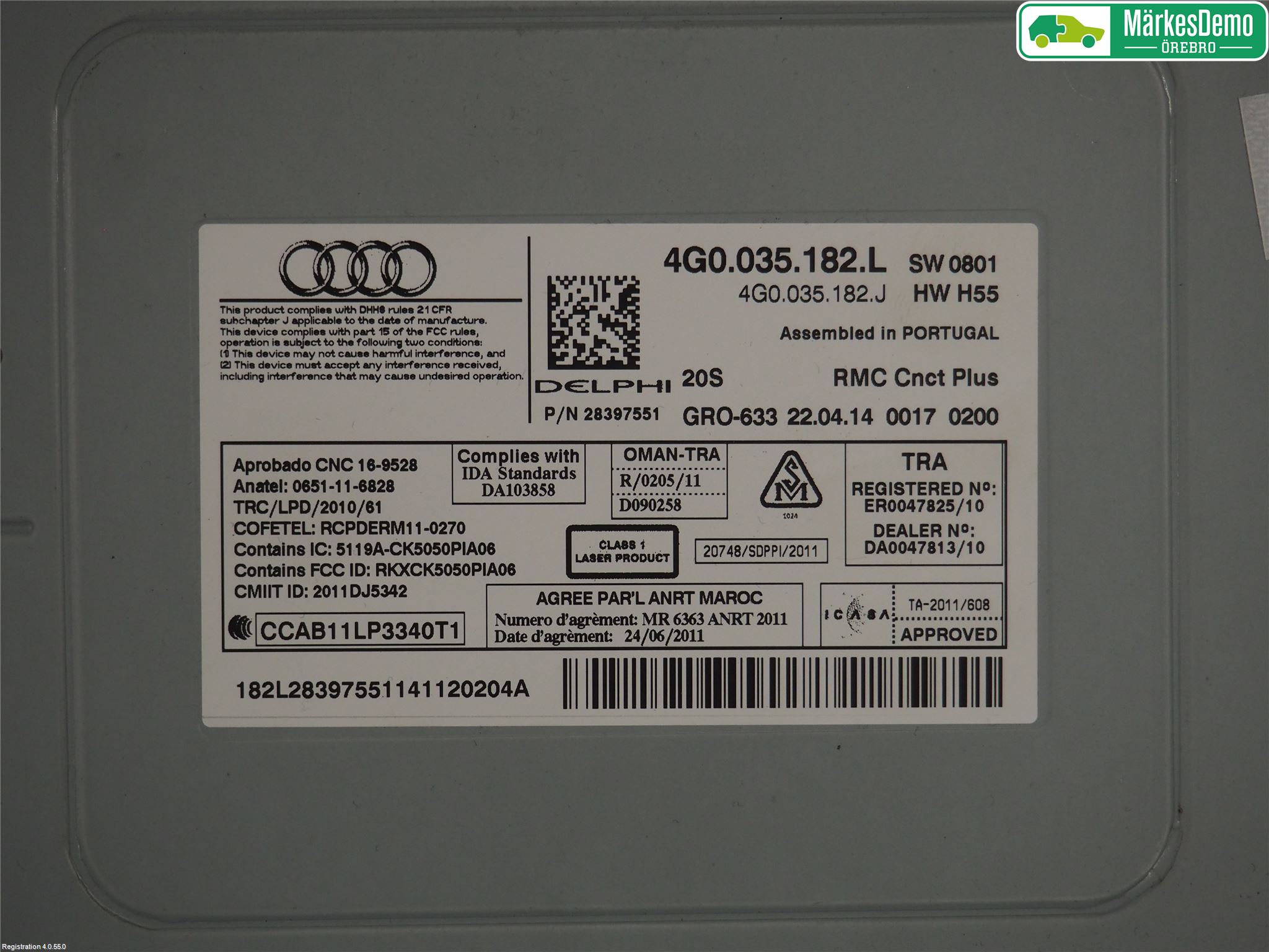 Audi A6/S6 4G 11-18 Stereo Radio Med Cd
