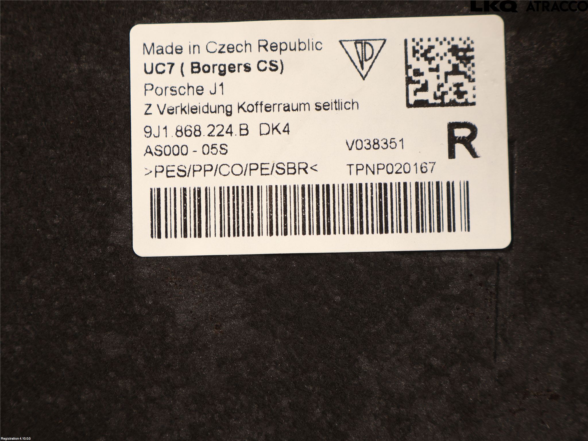 Porsche TAYCAN 20- Innr Bagasjeromkledsel