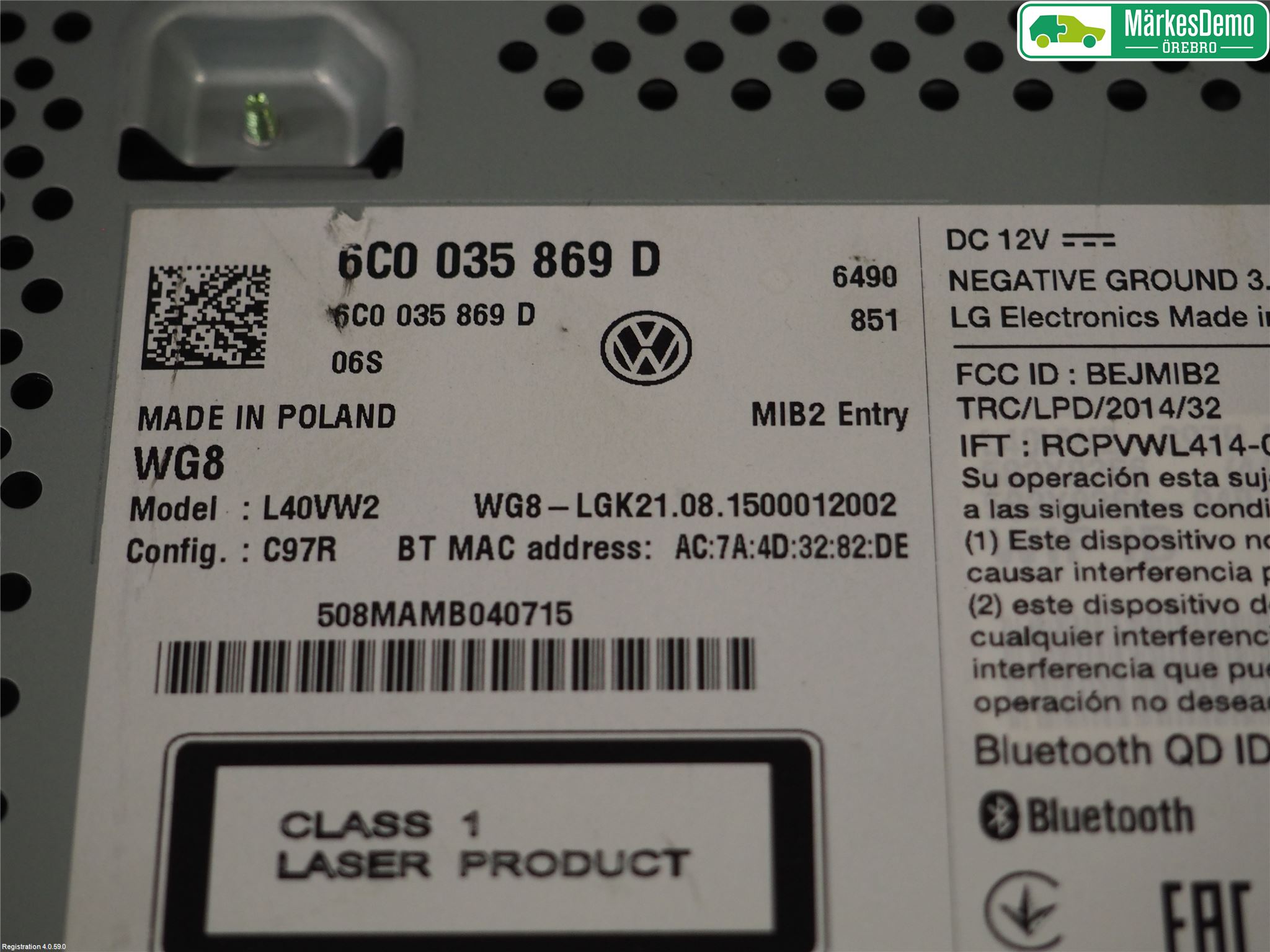 Volkswagen VW POLO 10-17 Stereo Radio
