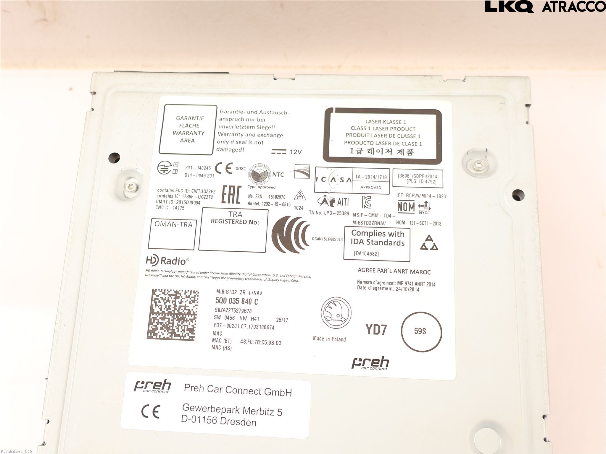 Skoda KODIAQ 17-24 Stereo Radio Med Cd