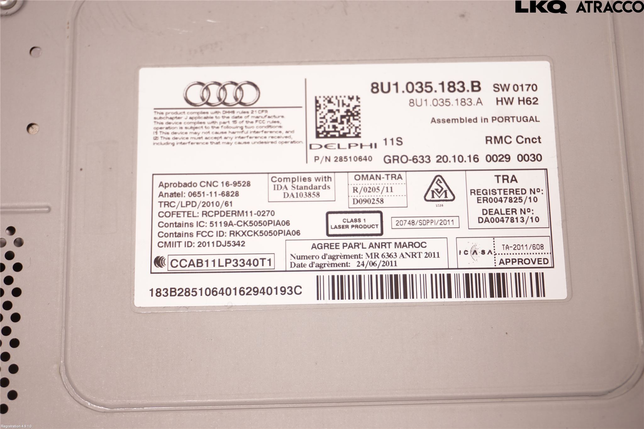 Audi Q3 8U 12-18 Stereo Radio Med Cd