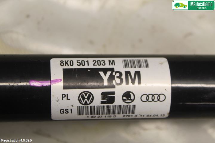 Audi A4 12-15 Drivaksel Bak Kompl Høyre