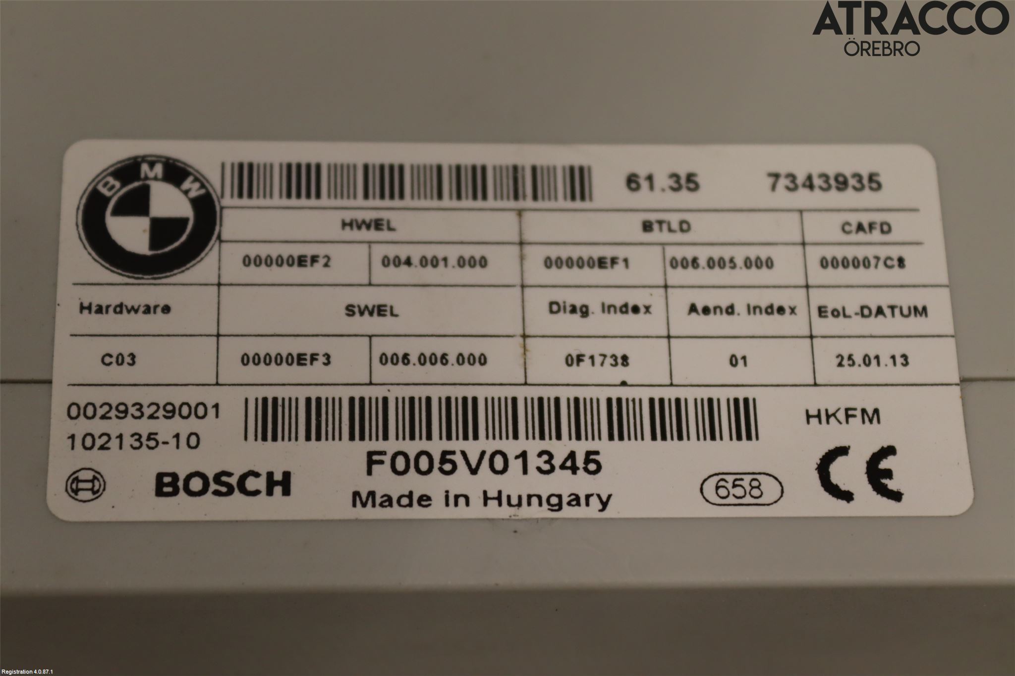 BMW 3 F30/F31/F80 12-19 Styreenhet Bakluke