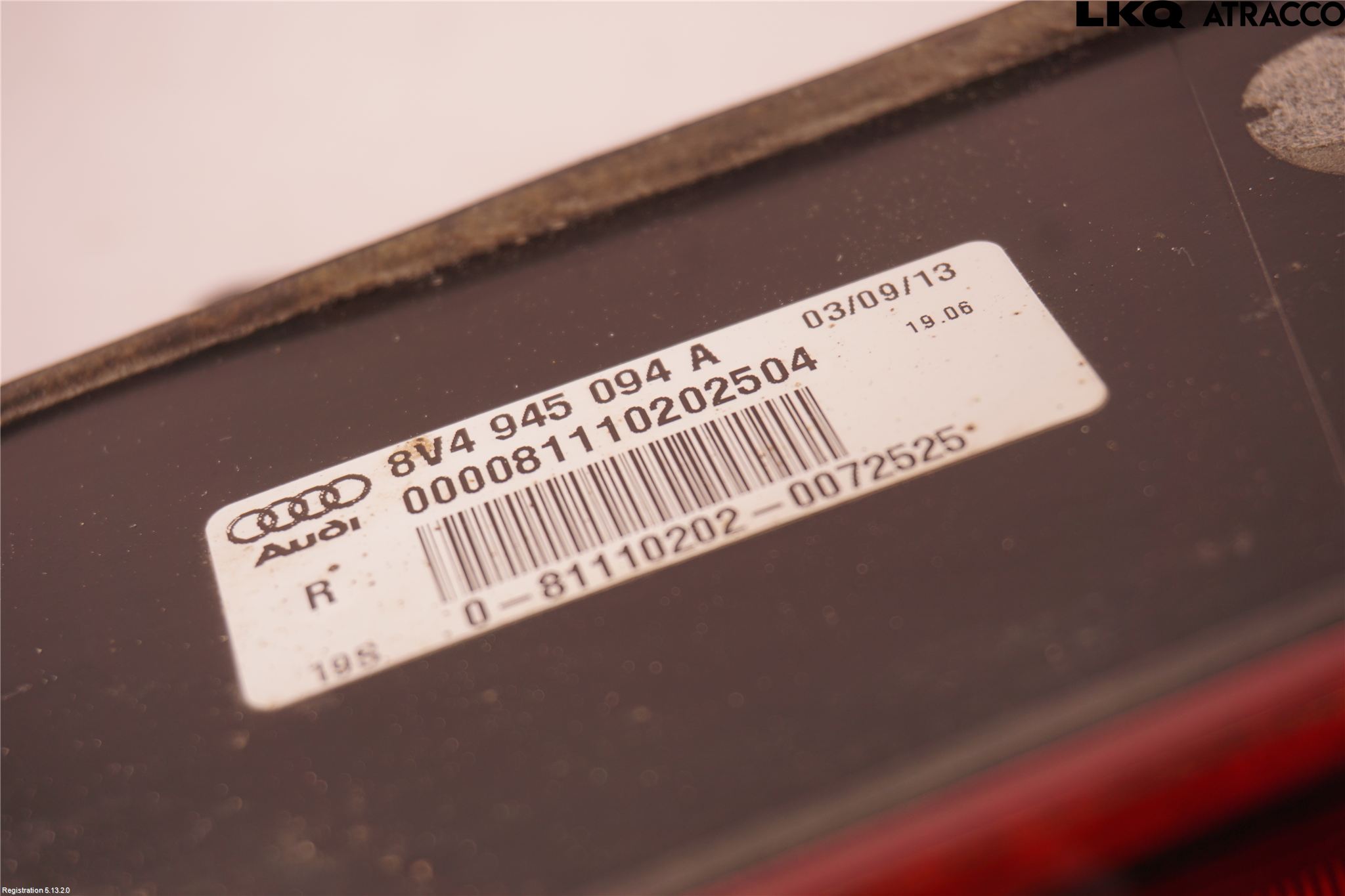 Audi A3/S3 8V 13-20 Baklykt Høyre  På Luke(Indre)