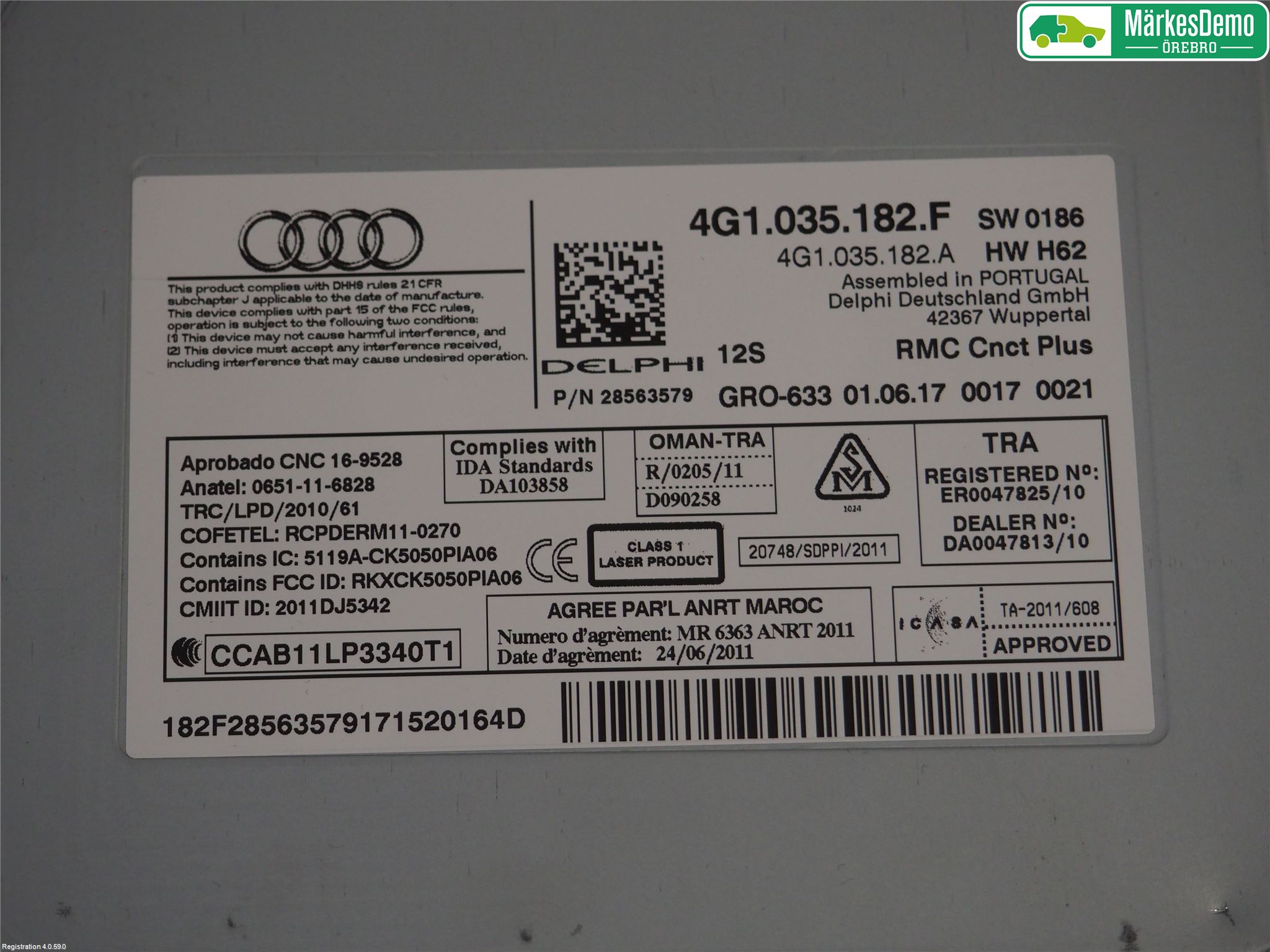 Audi A6/S6 4G 11-18 Stereo Radio Med Cd