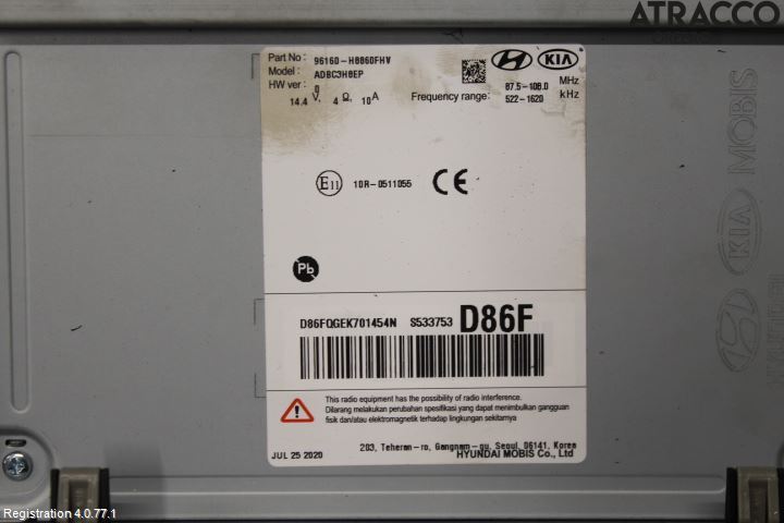 Kia STONIC 18->> Instr Skjerm Dvd-Gps-Ac-Tlf