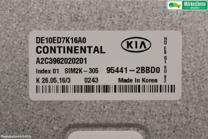 Kia NIRO (DE) 17-22 Styreenhet Gearkasse