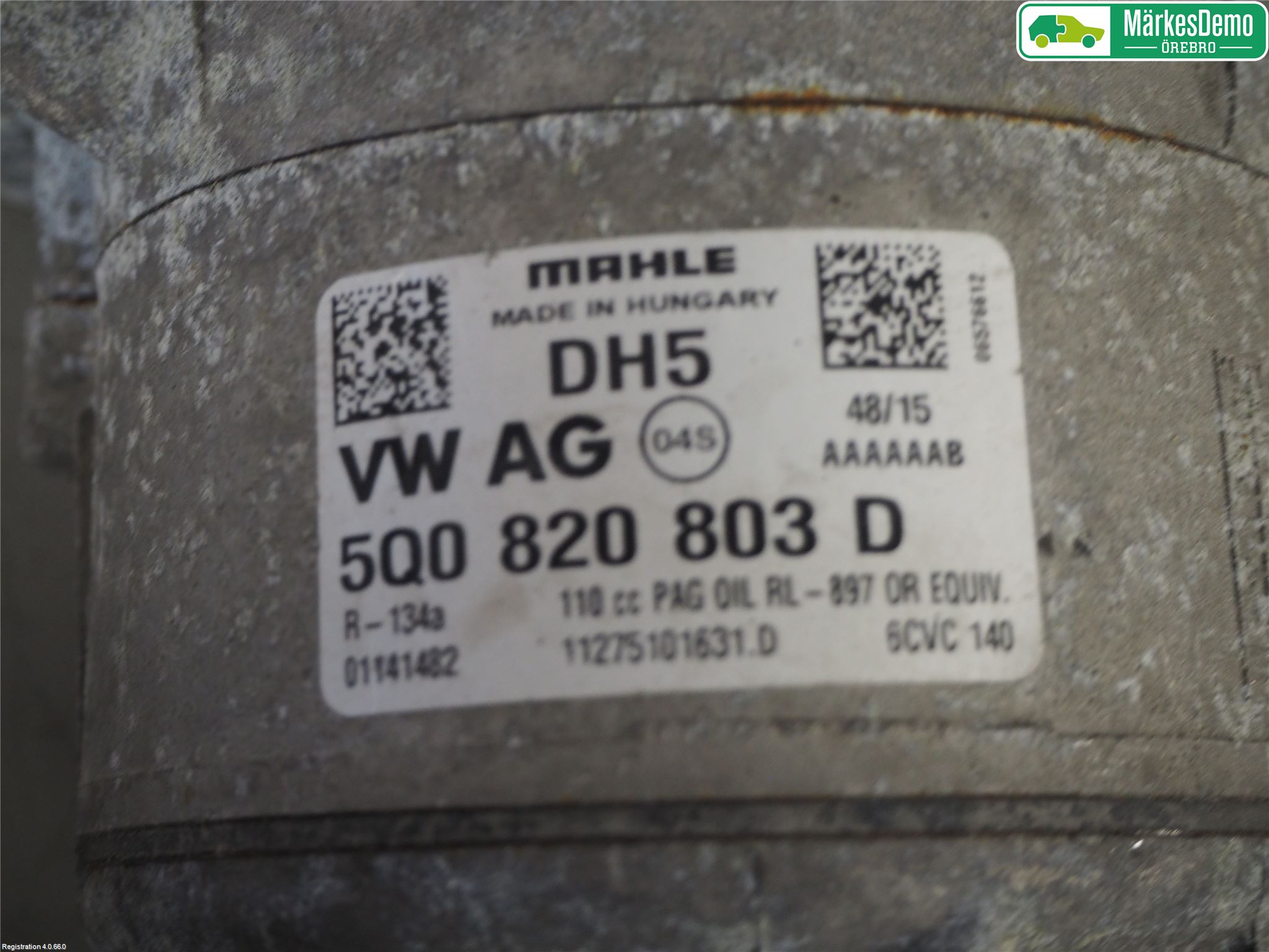 Volkswagen VW GOLF / E-GOLF VII 13-20 Varme Ac Kompressor