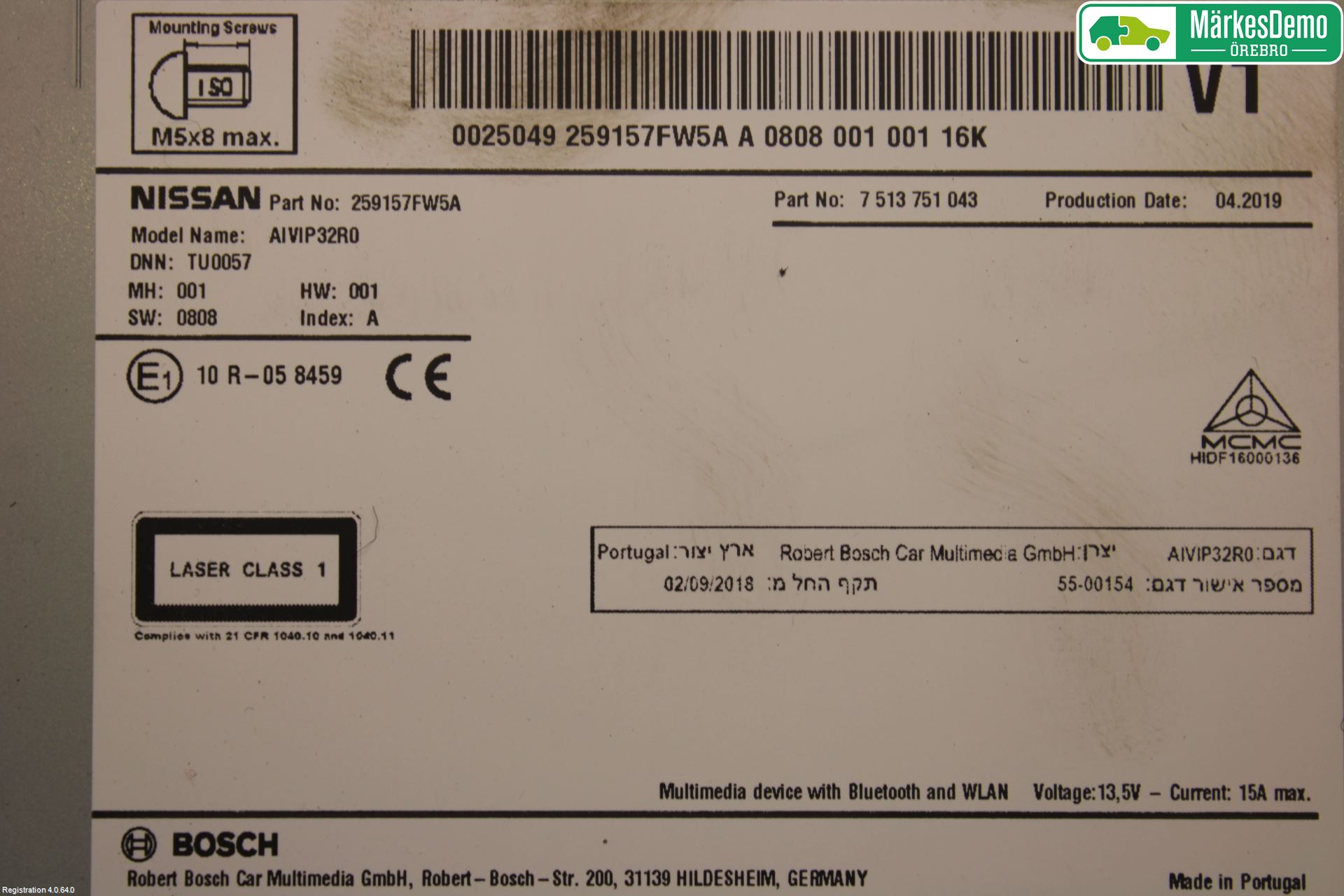 Nissan QASHQAI 17-21 Stereo Radio Med Cd
