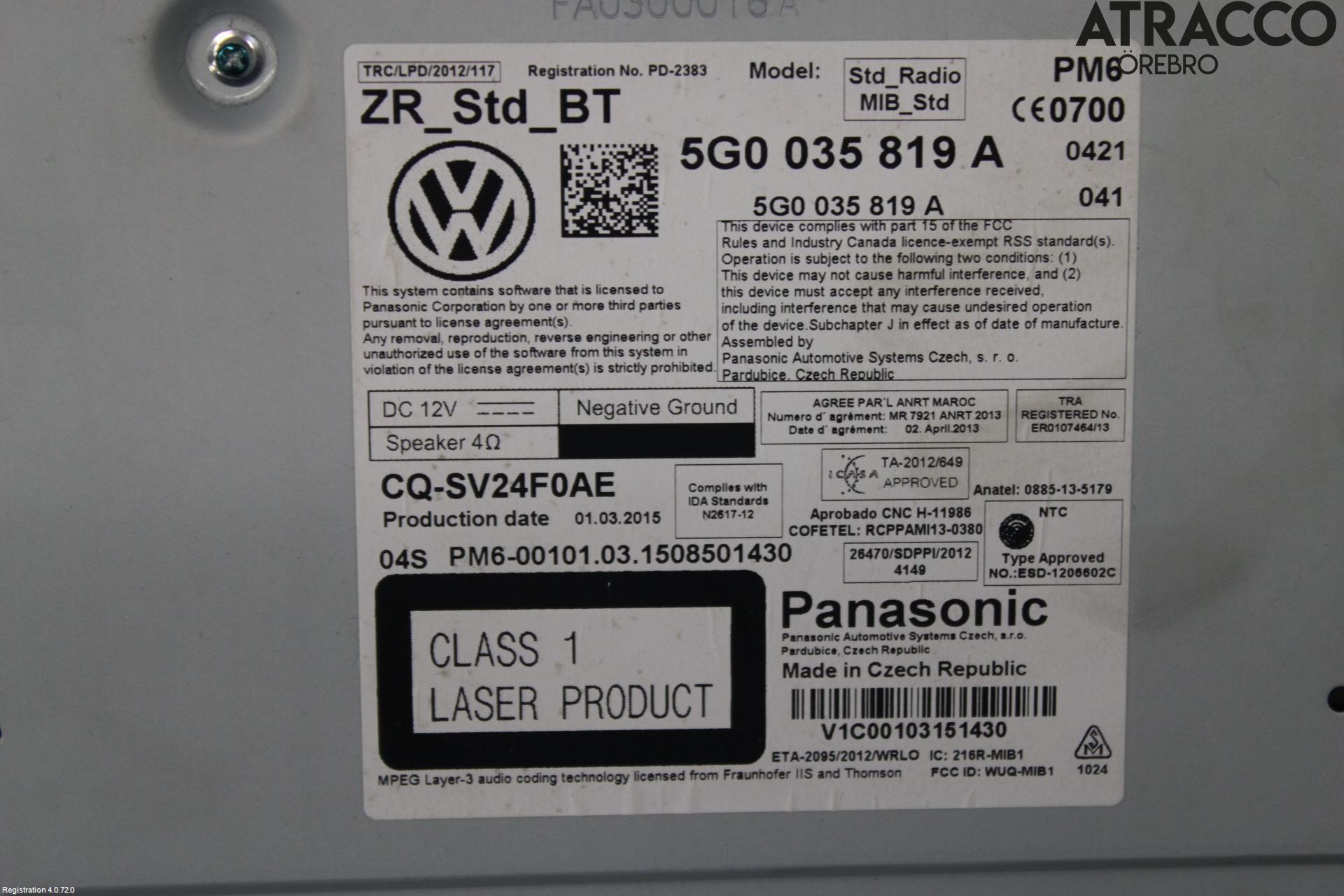 Volkswagen VW GOLF / E-GOLF VII 13-20 Stereo Radio Med Cd