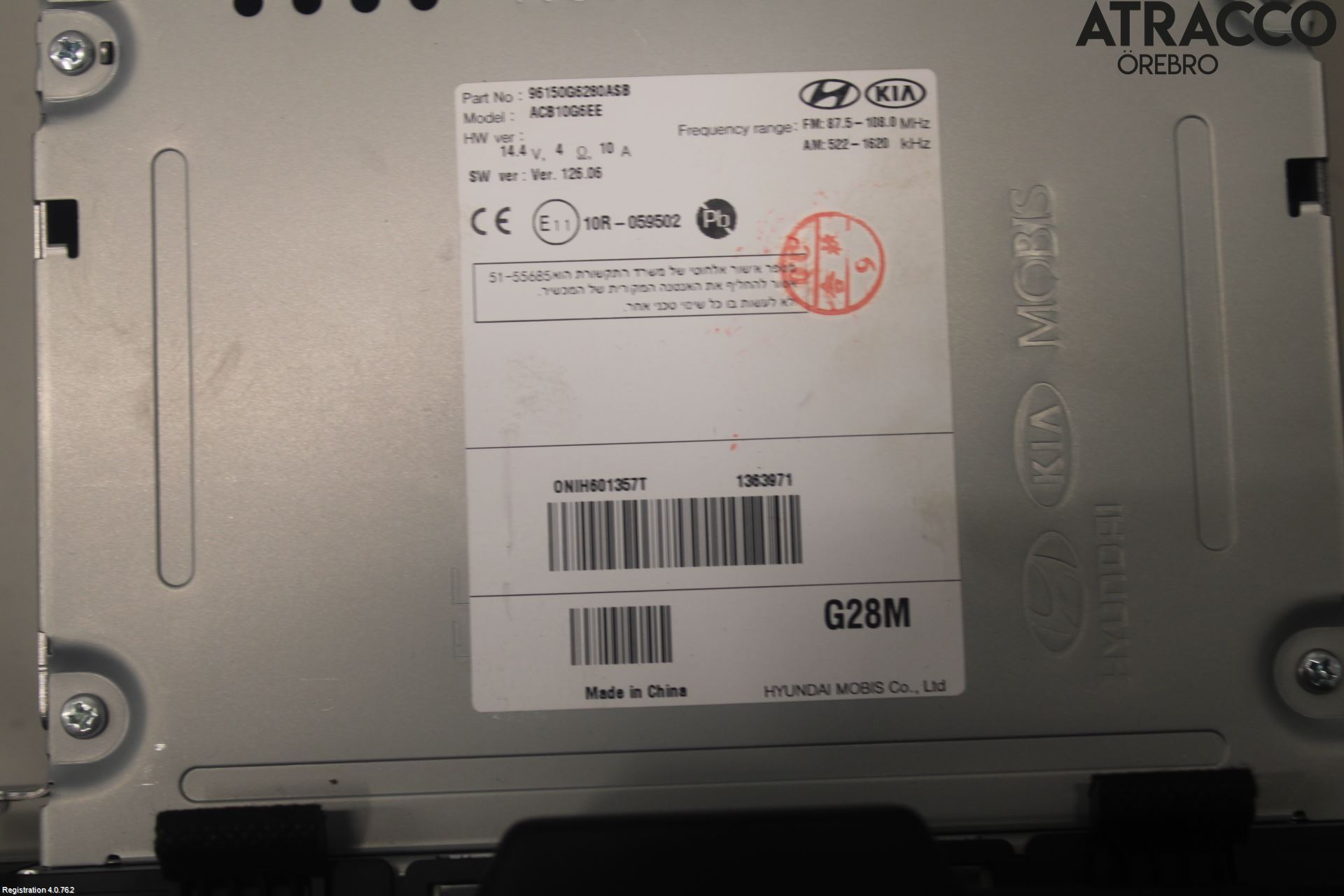 Kia PICANTO 17- Stereo Radio Med Cd