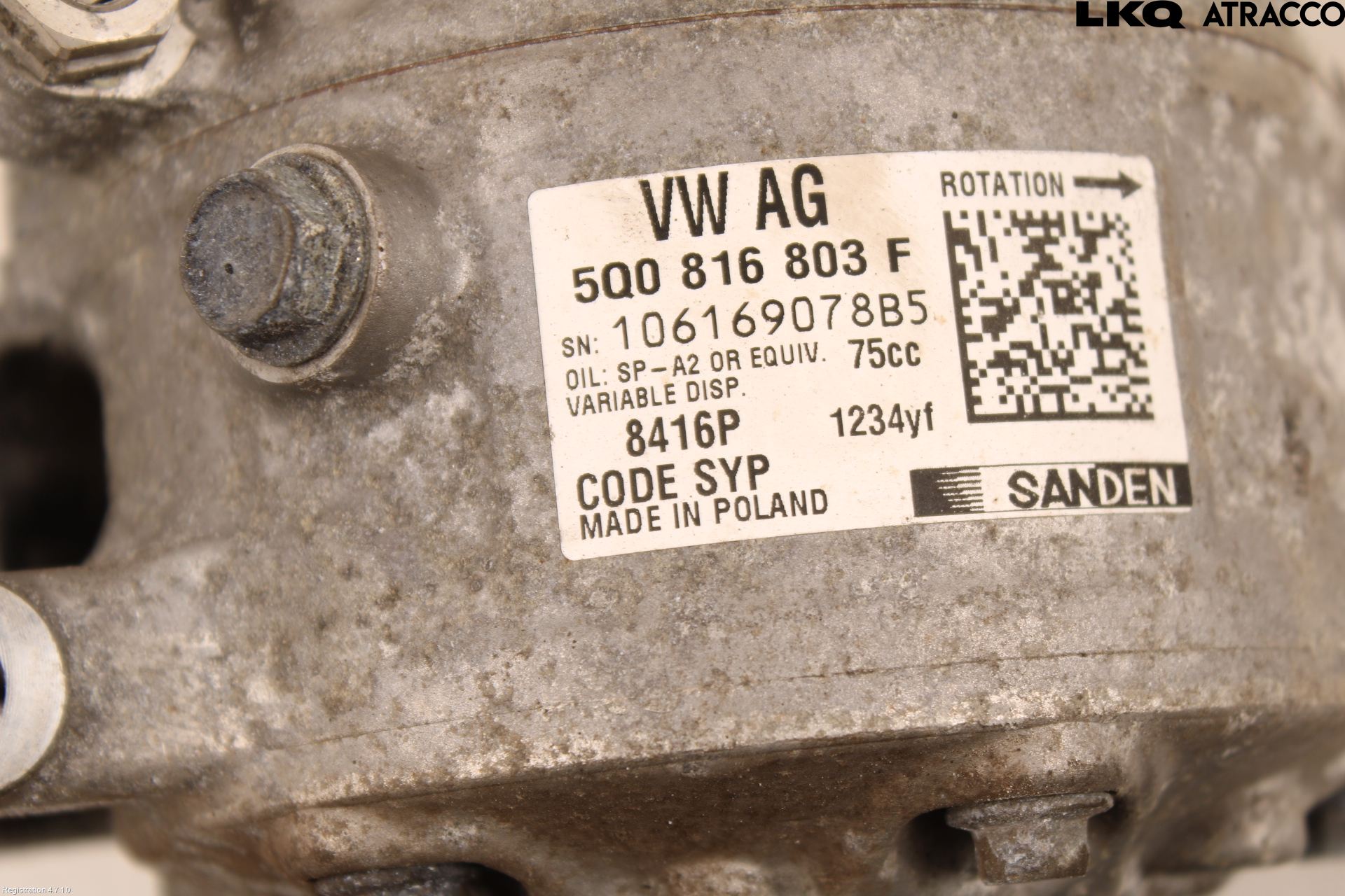 Volkswagen VW GOLF / E-GOLF VII 13-20 Varme Ac Kompressor