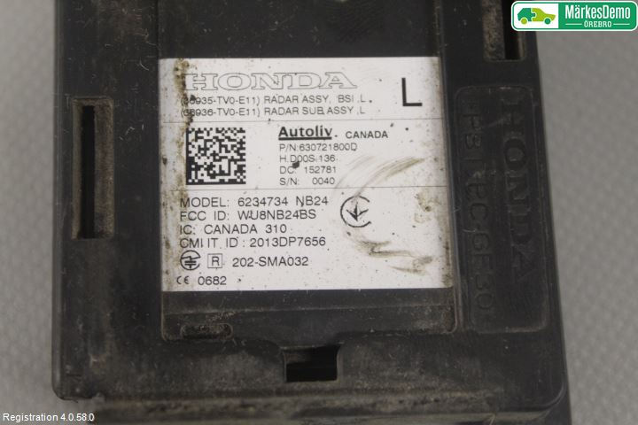 Honda CIVIC 12-16 Sensor Kollisjonsbeskyttelse