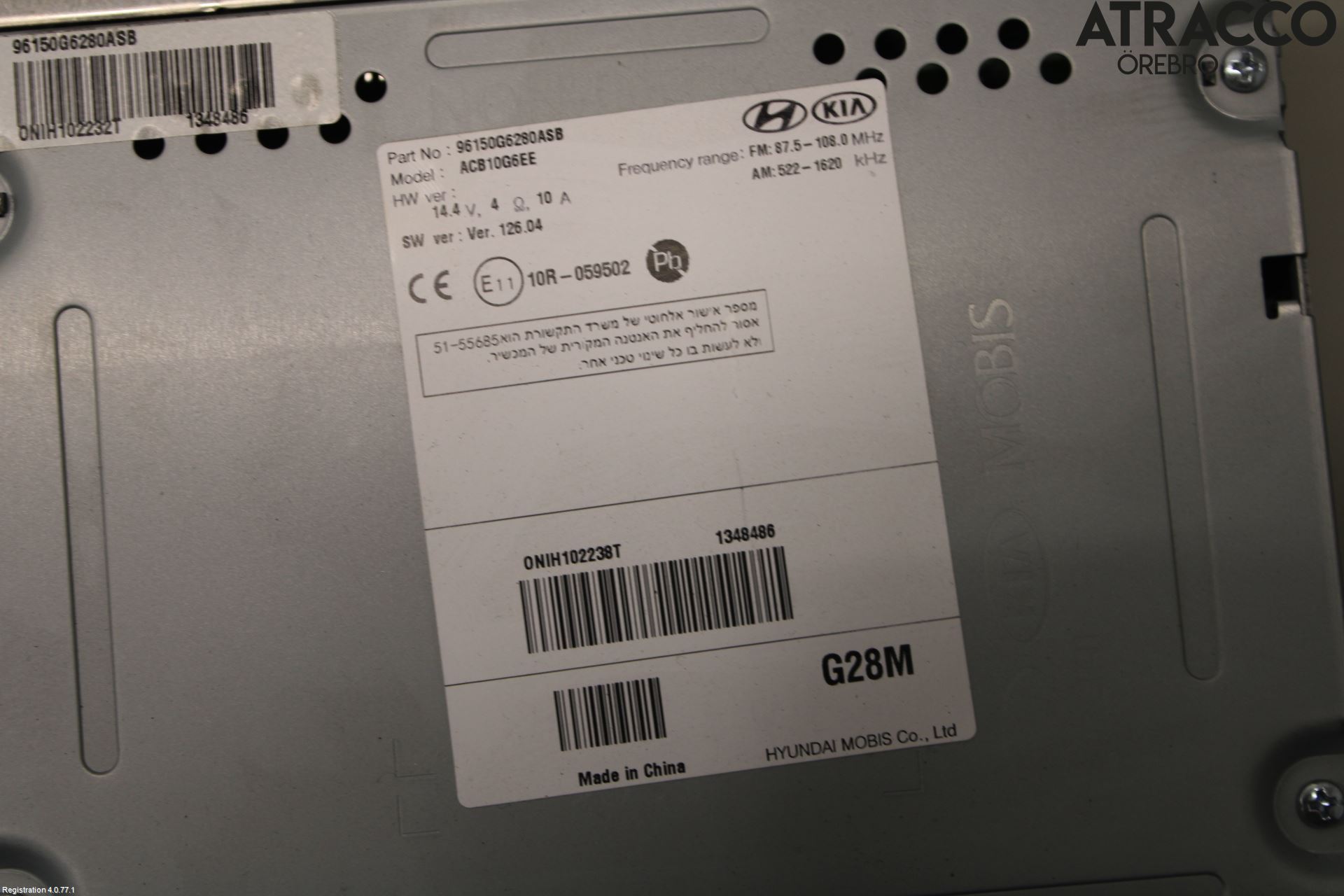 Kia PICANTO 17- Stereo Radio Med Cd