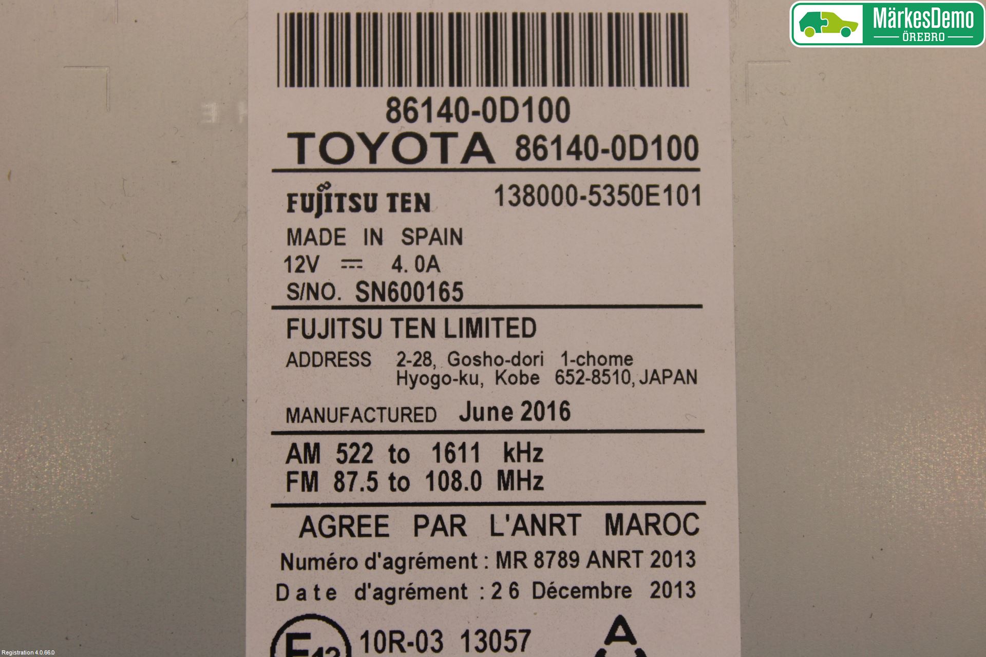 Toyota YARIS XP130 15-20 Stereo Radio Med Cd