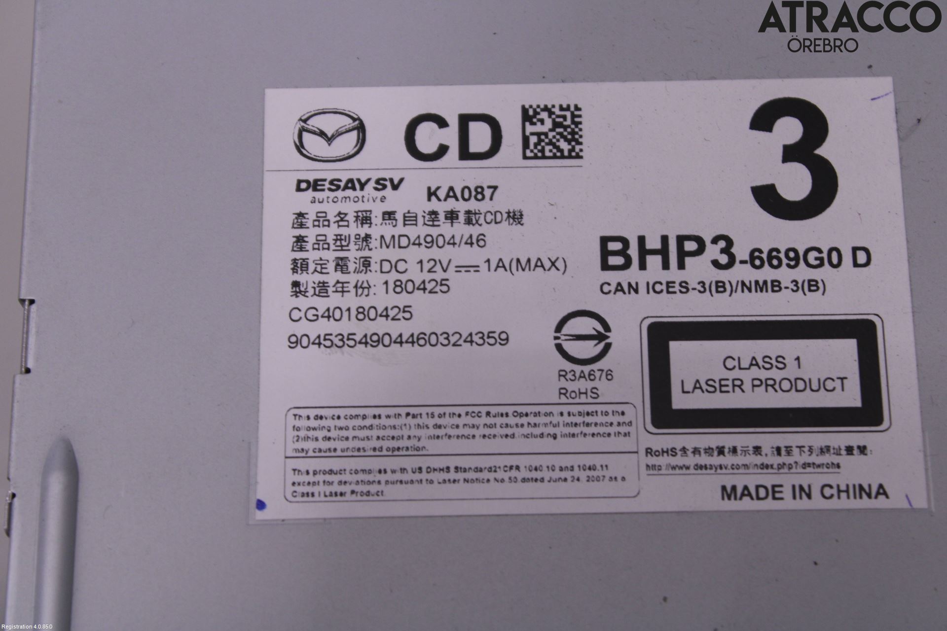 Mazda 3 III 14-19 Stereo Radio Med Cd