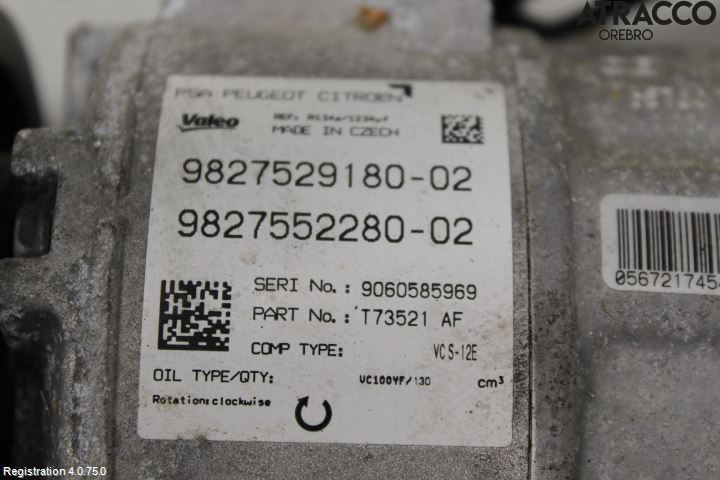 Peugeot 3008 17-24 Varme Ac Kompressor