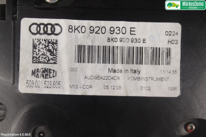 Audi A4/S4 08-11 Instr Kombinert