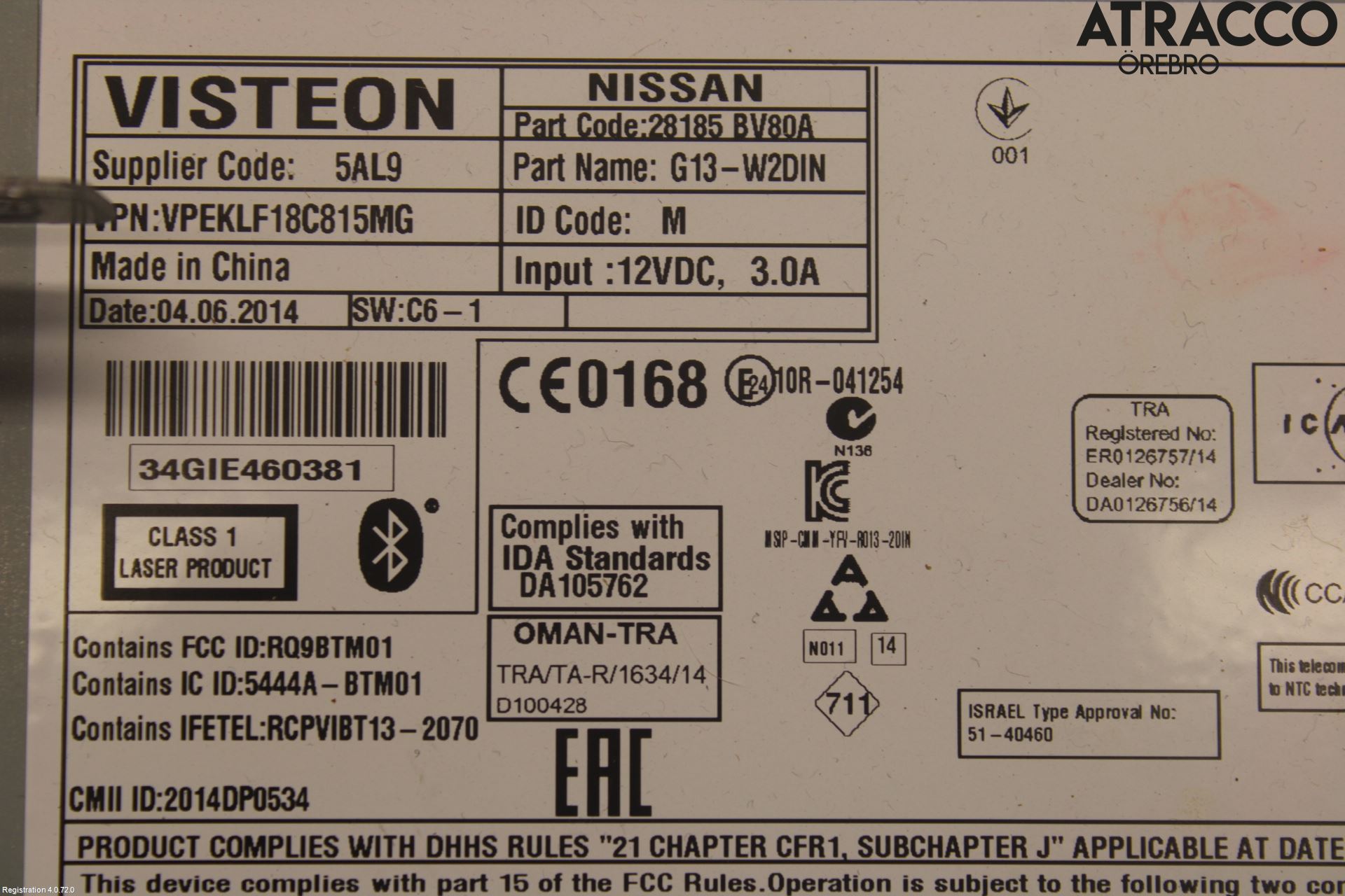 Nissan JUKE 14-19 Stereo Radio Med Cd