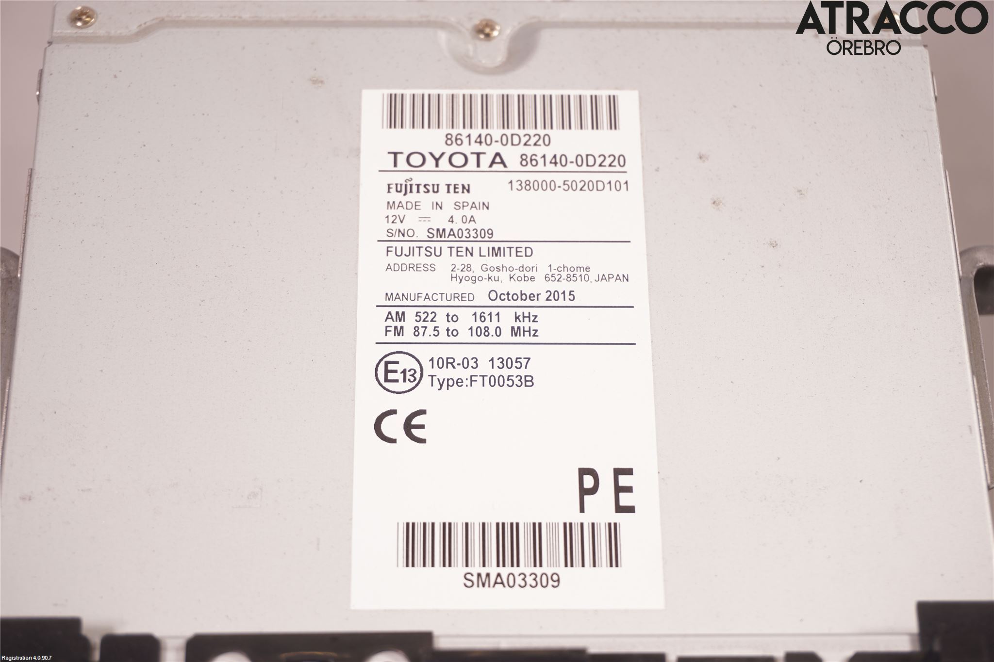 Toyota YARIS XP130 15-20 Stereo Radio Med Cd