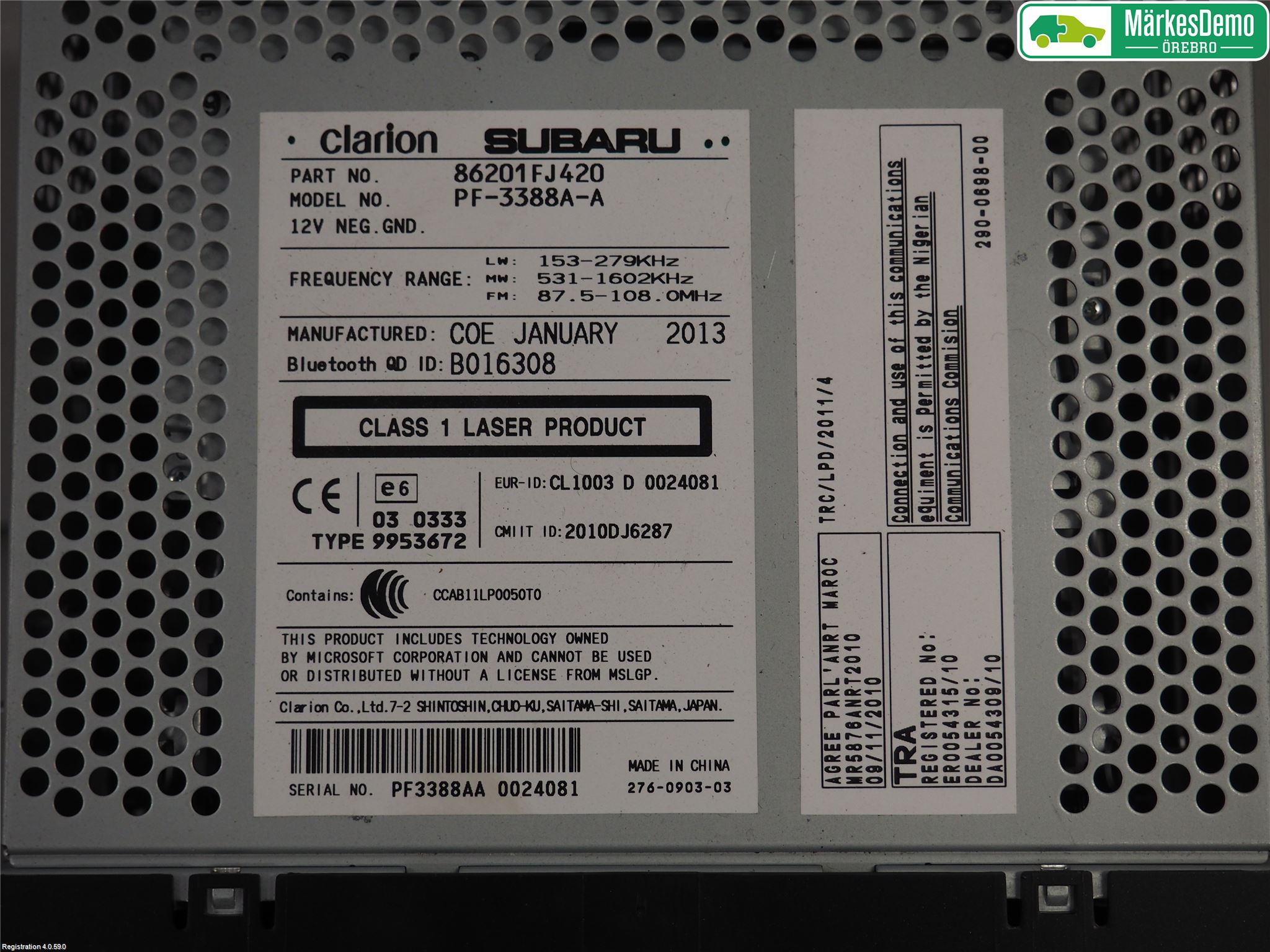 Subaru IMPREZA IV 13-17 Stereo Radio