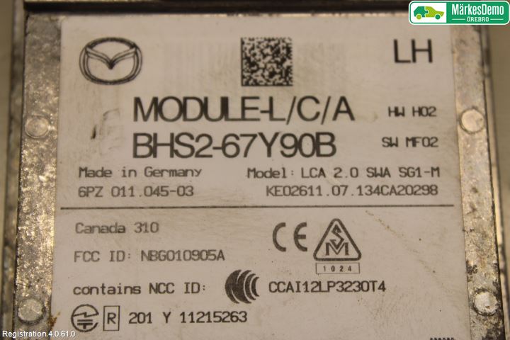 Mazda 3 III 14-19 Sensor Kollisjonsbeskyttelse