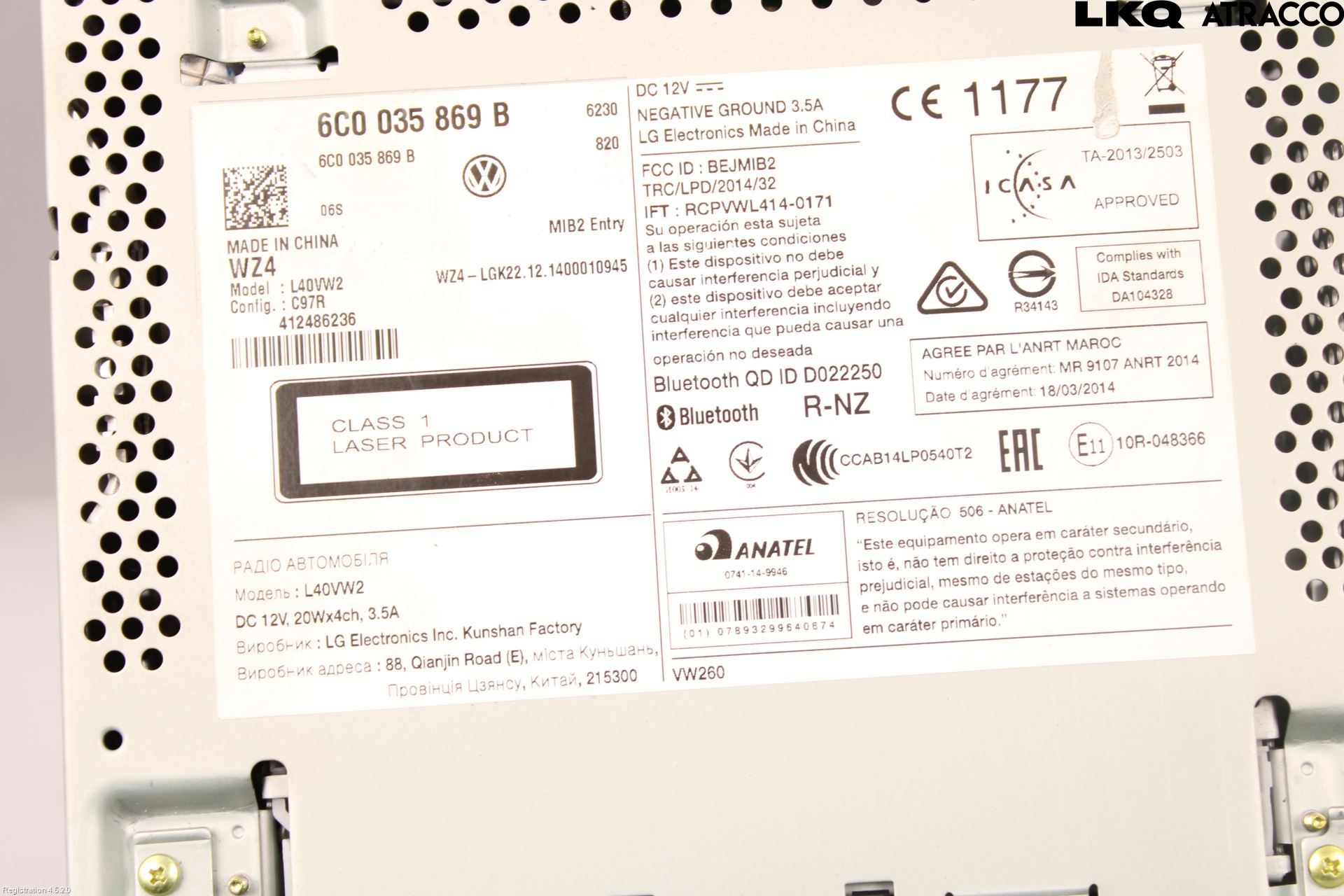Volkswagen VW POLO 10-17 Stereo Radio Med Cd