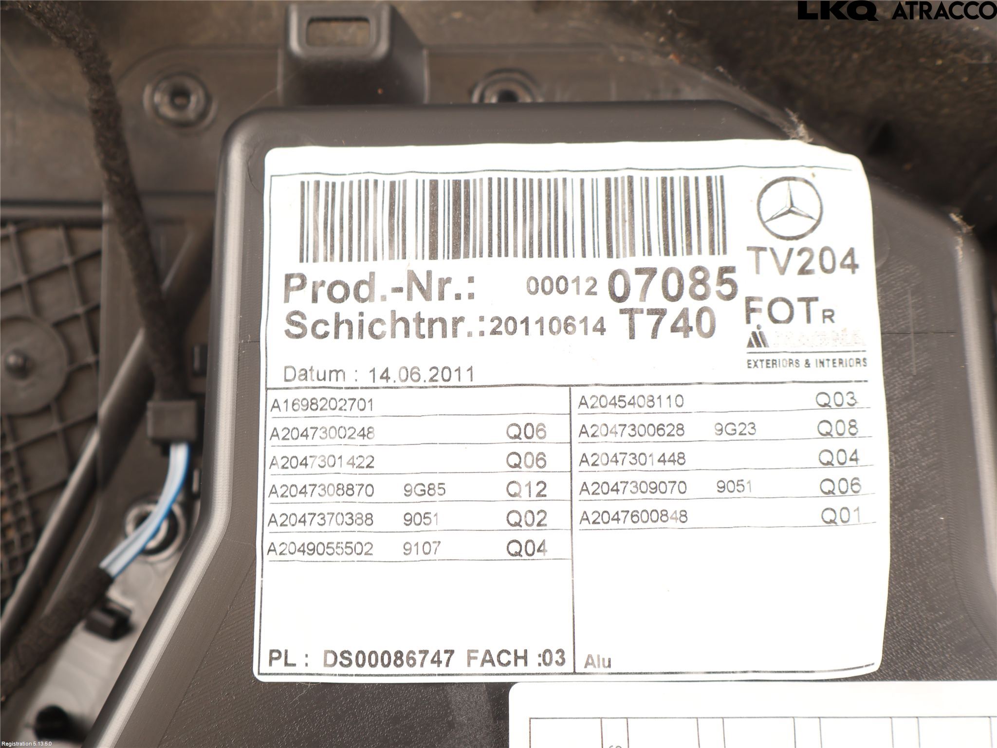 Mercedes-Benz MB GLK-KLASS (X204) 08-16 Innr Dørtrekk Høyre