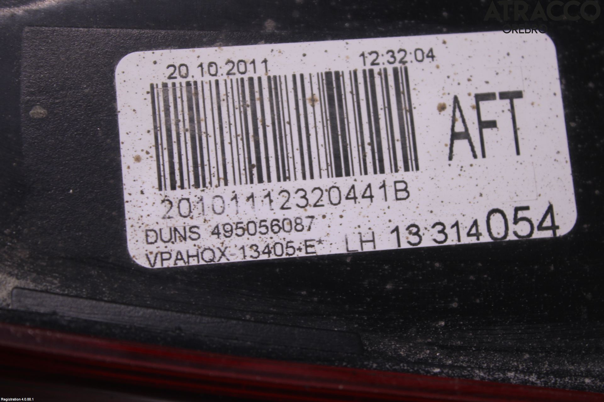 Opel ASTRA J 10-15 Baklykt Venstre  På Luke(Indre
