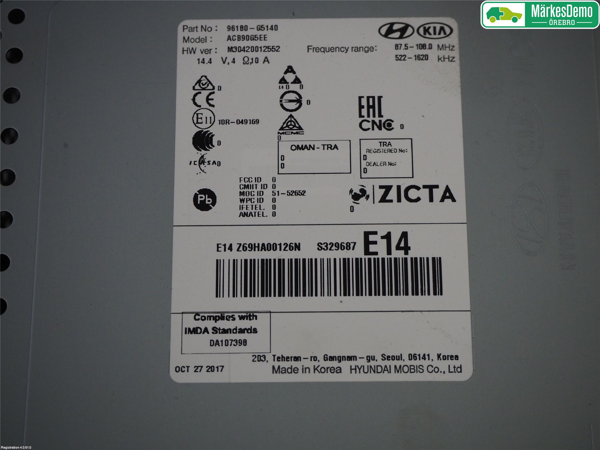 Kia NIRO (DE) 17-22 Stereo Radio Med Cd