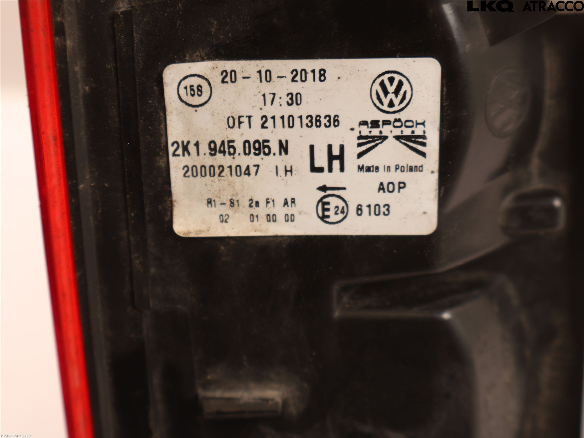 Volkswagen VW CADDY 16-20 Baklykt Venstre